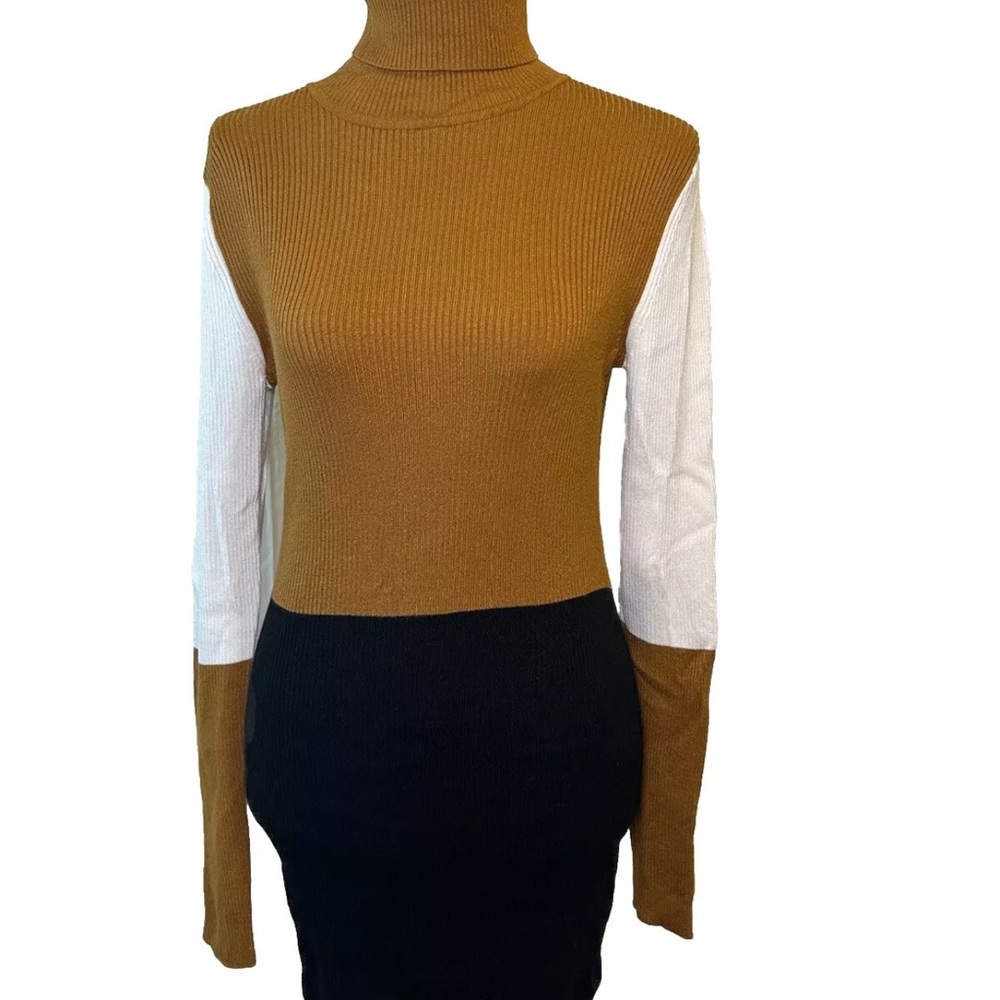 Fashionova Stripped Color Block Bodycon Long Sleeve Sweater Dress High stretch